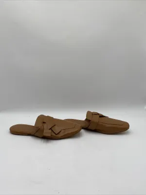 Women’s Saks Fifth Avenue Sally Knot Flat Mules Brown Size 9.5M - Very Good
