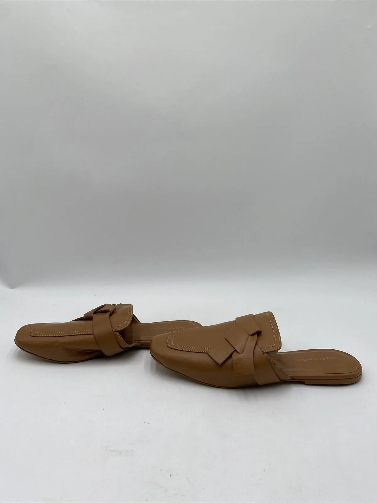 Women’s Saks Fifth Avenue Sally Knot Flat Mules Brown Size 9.5M - Very Good