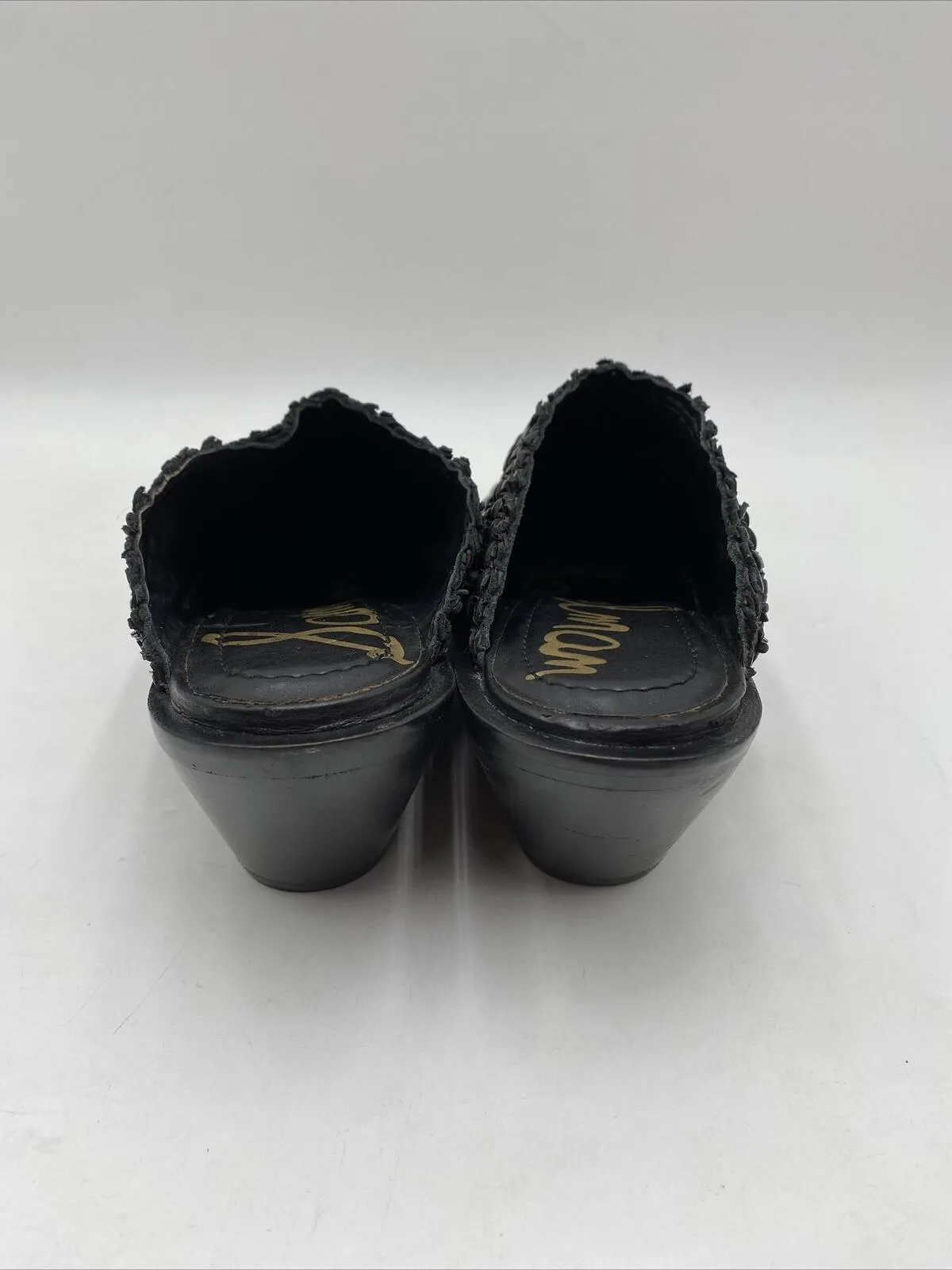 Women’s Sam Edelman Karlin Leather Woven Slip-on Slide Mules Black Size 8M - Very Good