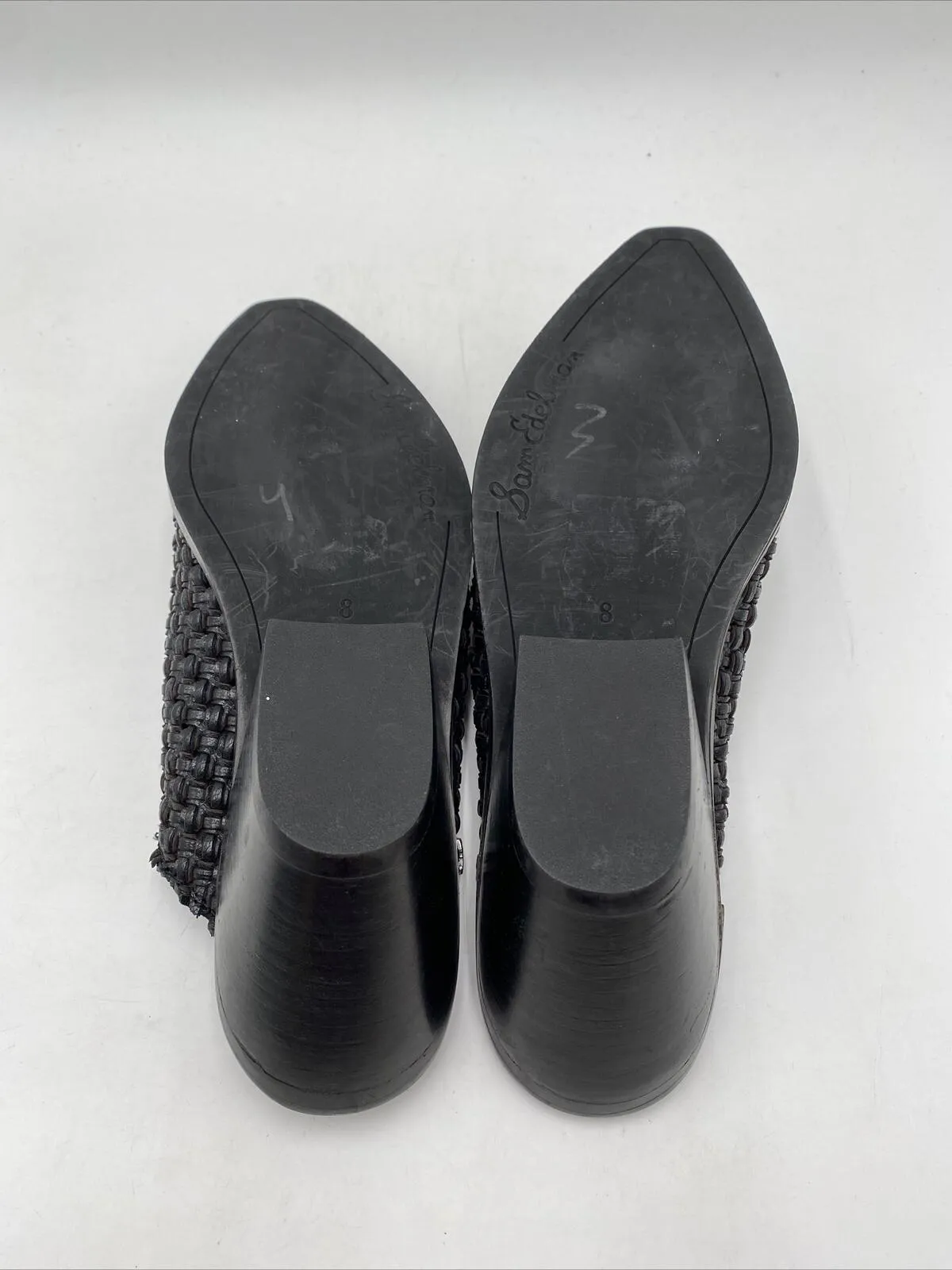 Women’s Sam Edelman Karlin Leather Woven Slip-on Slide Mules Black Size 8M - Very Good