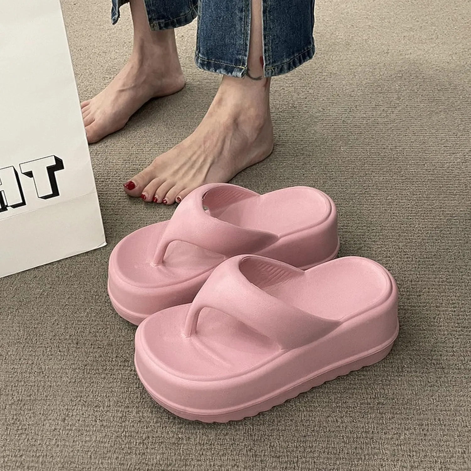 Women's Sandals, Thick Soled Herringbone Slippers For Women, Summer New Clip On Lazy People Outdoors Beach Slippers