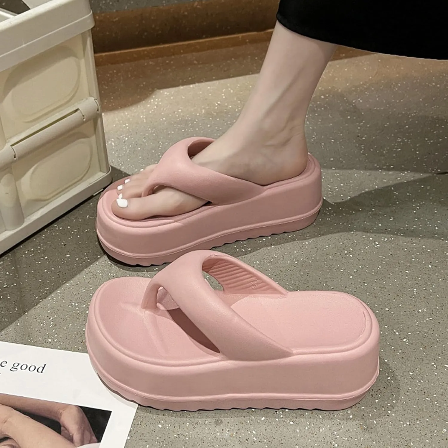 Women's Sandals, Thick Soled Herringbone Slippers For Women, Summer New Clip On Lazy People Outdoors Beach Slippers