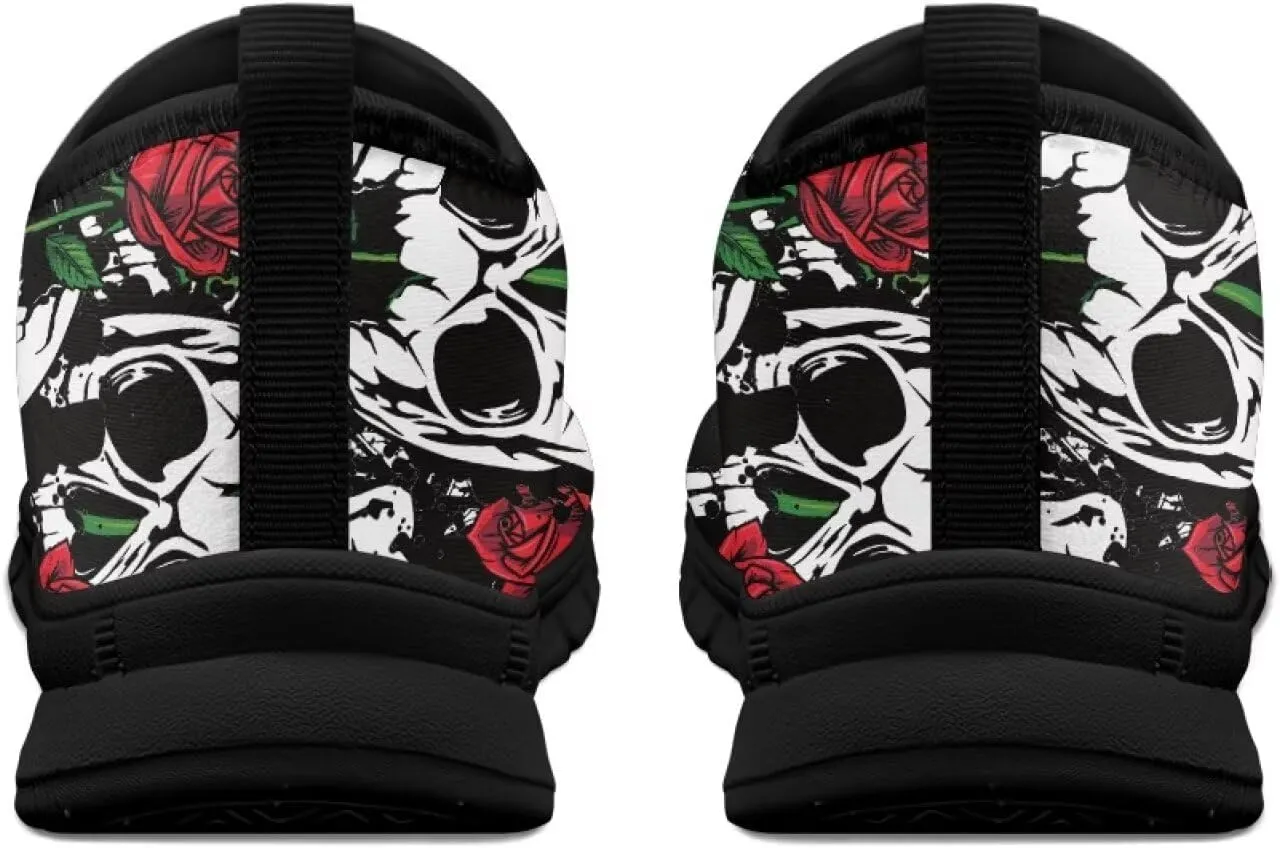 Women's Skull Sneaker Casual Low Top Walking Sneaker Outdoor Breathable Slip On Lightweight Soft Shoes for Women