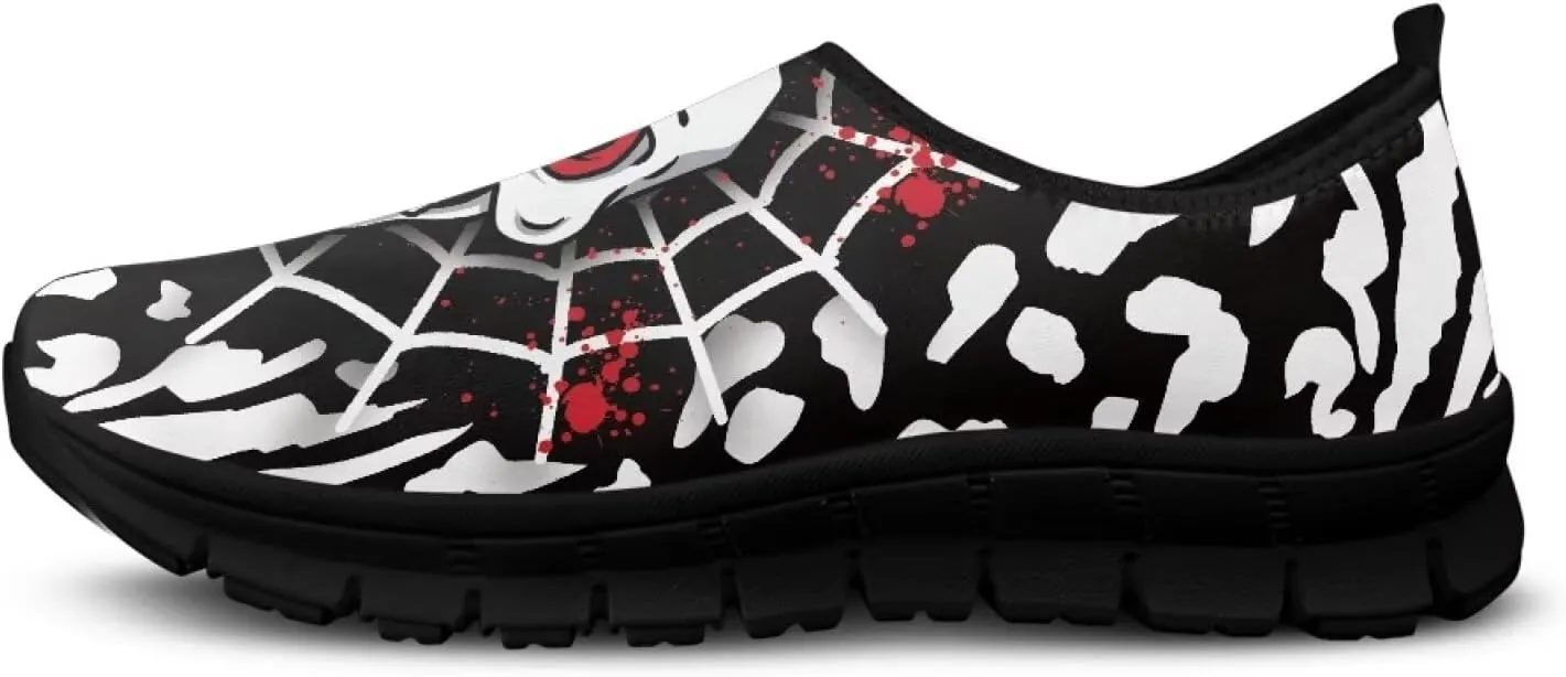 Women's Skull Sneaker Casual Low Top Walking Sneaker Outdoor Breathable Slip On Lightweight Soft Shoes for Women