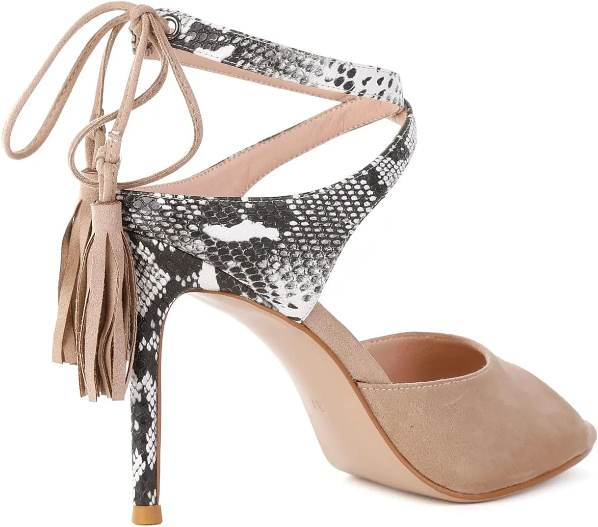Women's Stiletto High Heel Dress Sandals Party FashionTassel Summer Fine Open Toe Cross Strap Sexy High Heels Sandals Black Apricot