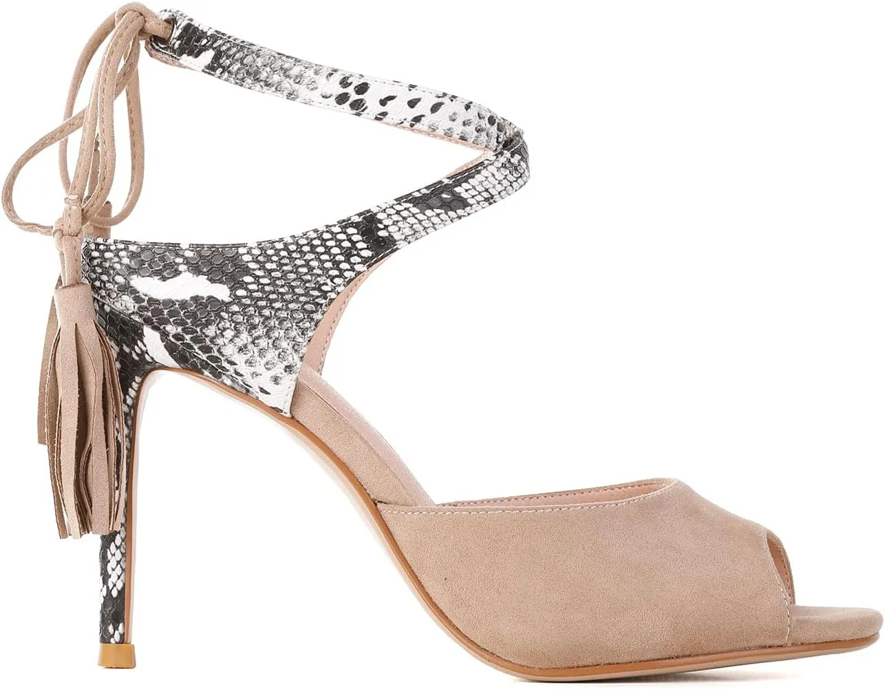 Women's Stiletto High Heel Dress Sandals Party FashionTassel Summer Fine Open Toe Cross Strap Sexy High Heels Sandals Black Apricot