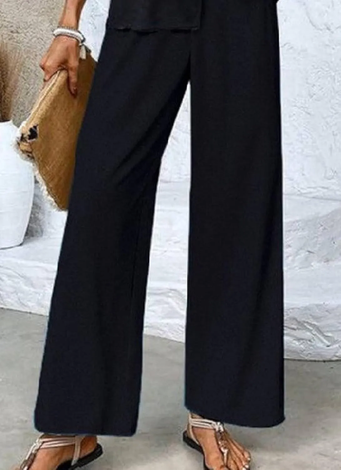 Women's Two Piece Set Sleeveless Top and Wide Leg Pants 2025 Summer Stylish Leaf Print Casual Vacation Outfit Set