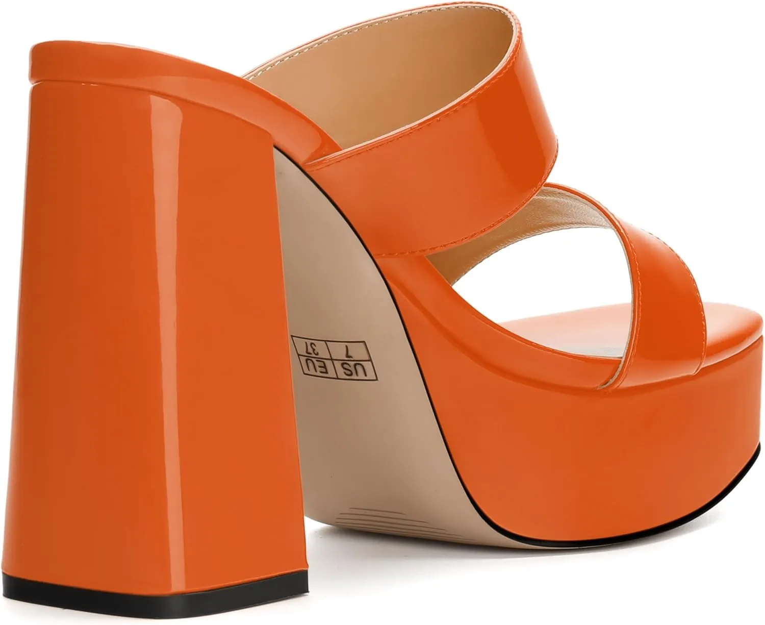 Women's Two Straps High Chunky Heels Sandals Slip on Open Square Toe Block Platform Heels Sandals for Women Holiday Party Wedding Dress Sandals Shoes