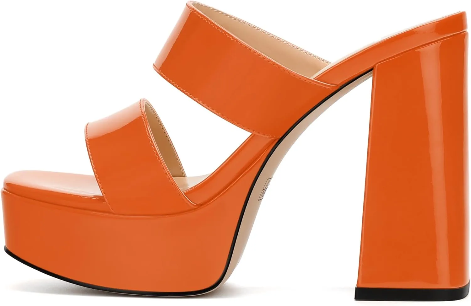 Women's Two Straps High Chunky Heels Sandals Slip on Open Square Toe Block Platform Heels Sandals for Women Holiday Party Wedding Dress Sandals Shoes