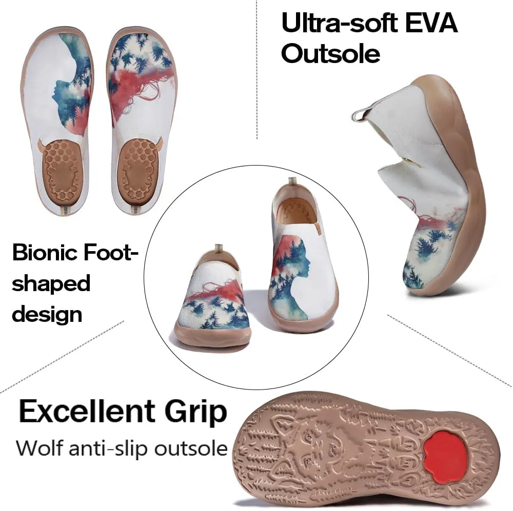 Women's Watercolor Artistic Slip On Travel Shoes Colorful Knitted Breathable Sneakers Lightweight Daily Casual Summer Loafers