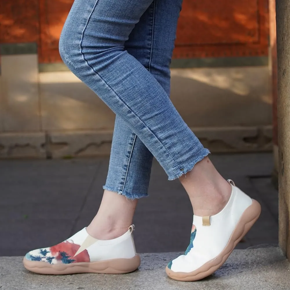 Women's Watercolor Artistic Slip On Travel Shoes Colorful Knitted Breathable Sneakers Lightweight Daily Casual Summer Loafers