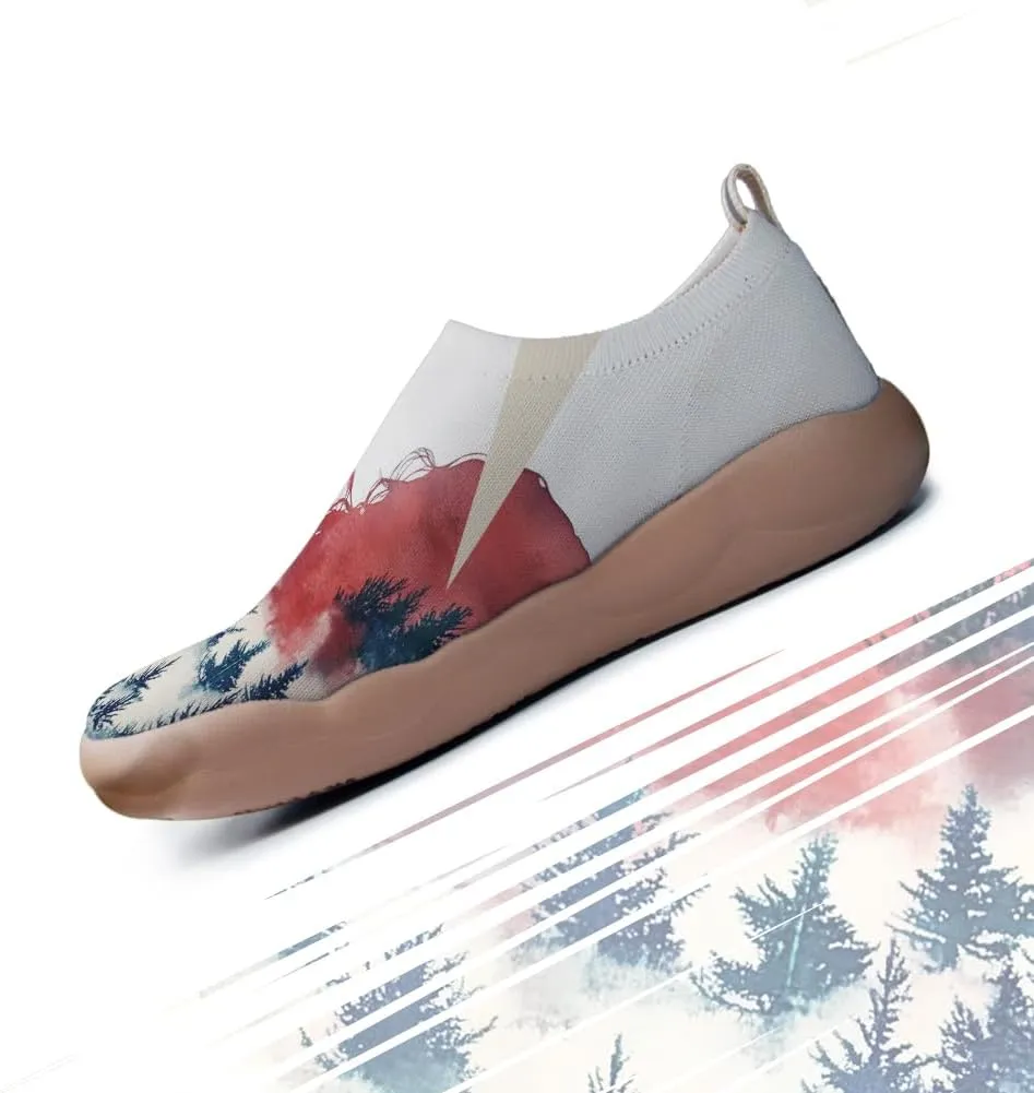 Women's Watercolor Artistic Slip On Travel Shoes Colorful Knitted Breathable Sneakers Lightweight Daily Casual Summer Loafers