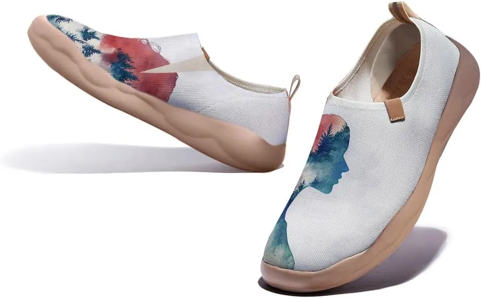 Women's Watercolor Artistic Slip On Travel Shoes Colorful Knitted Breathable Sneakers Lightweight Daily Casual Summer Loafers