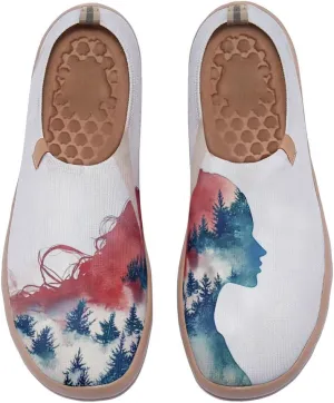 Women's Watercolor Artistic Slip On Travel Shoes Colorful Knitted Breathable Sneakers Lightweight Daily Casual Summer Loafers
