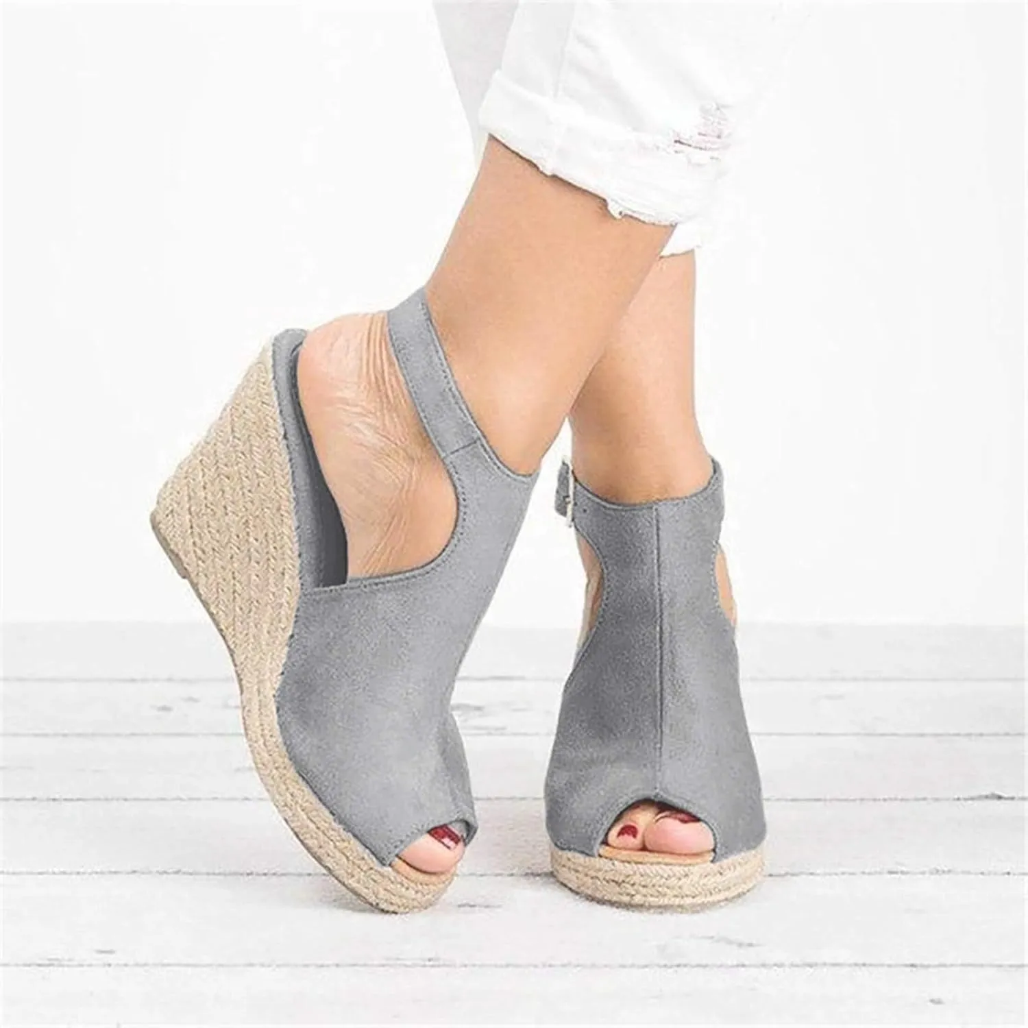 Women's Wedge Sandals Espadrille Platform Sandal High Heels Ankle Strap Open Toe Wedges Slingback Summer Dress Shoes
