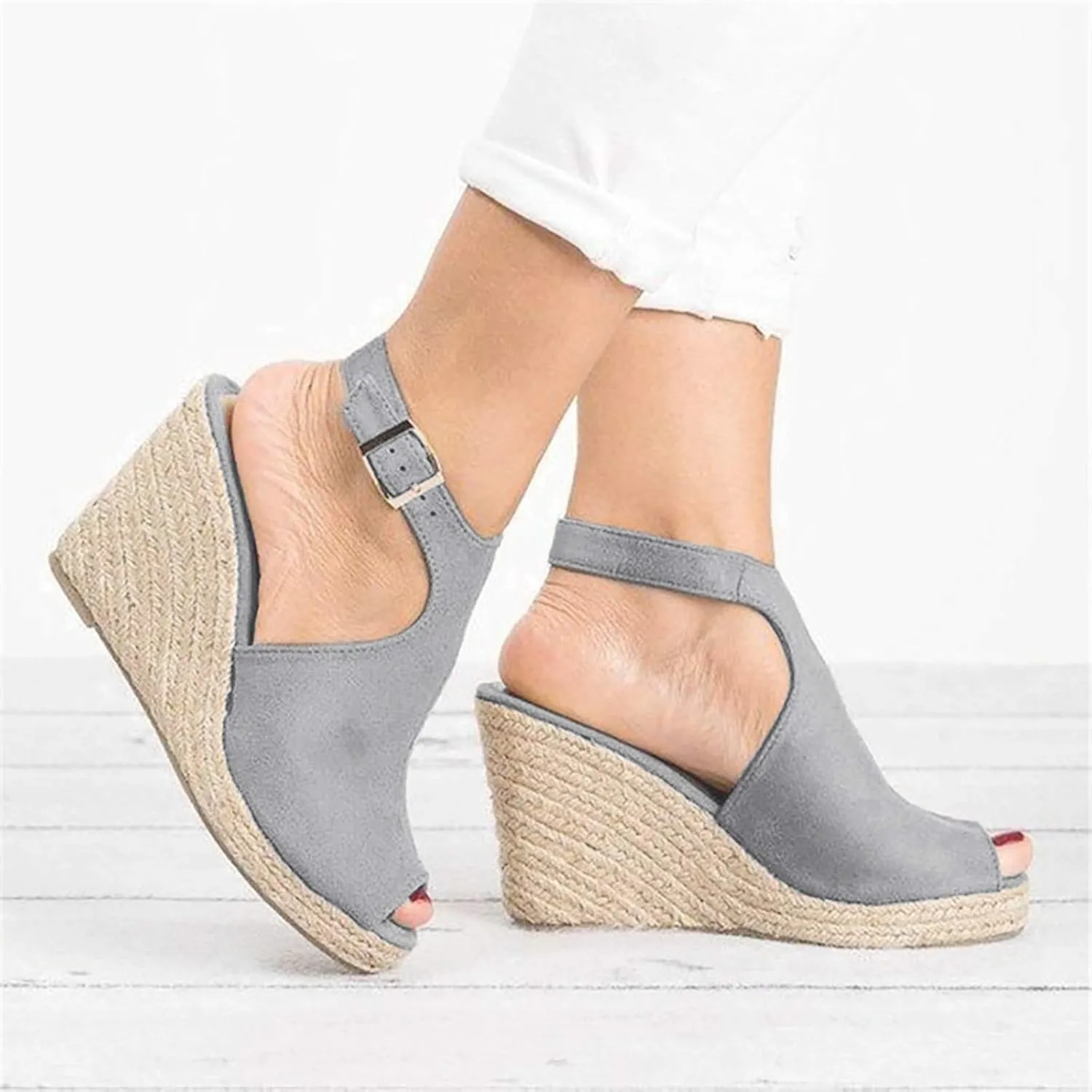 Women's Wedge Sandals Espadrille Platform Sandal High Heels Ankle Strap Open Toe Wedges Slingback Summer Dress Shoes