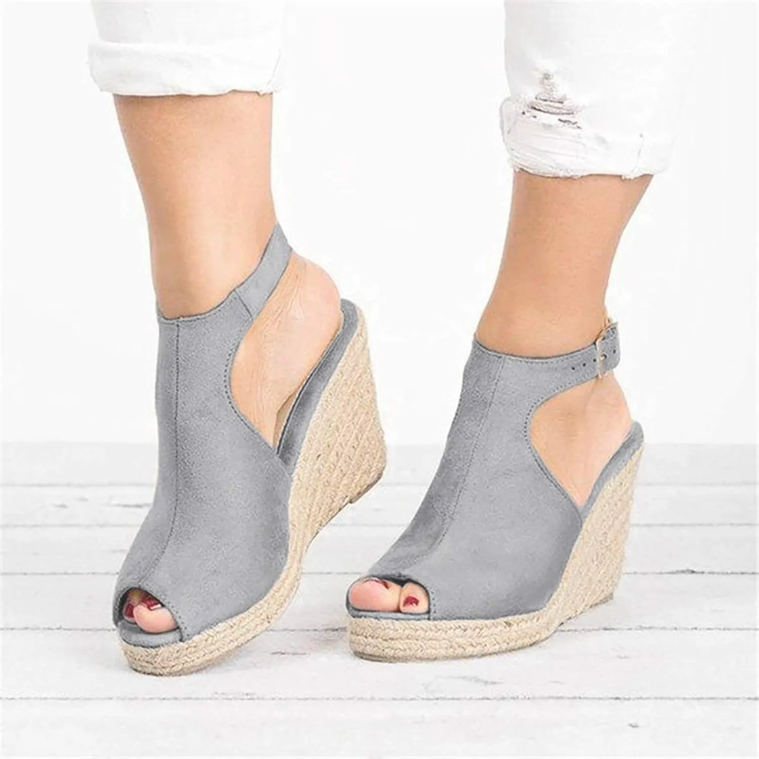 Women's Wedge Sandals Espadrille Platform Sandal High Heels Ankle Strap Open Toe Wedges Slingback Summer Dress Shoes