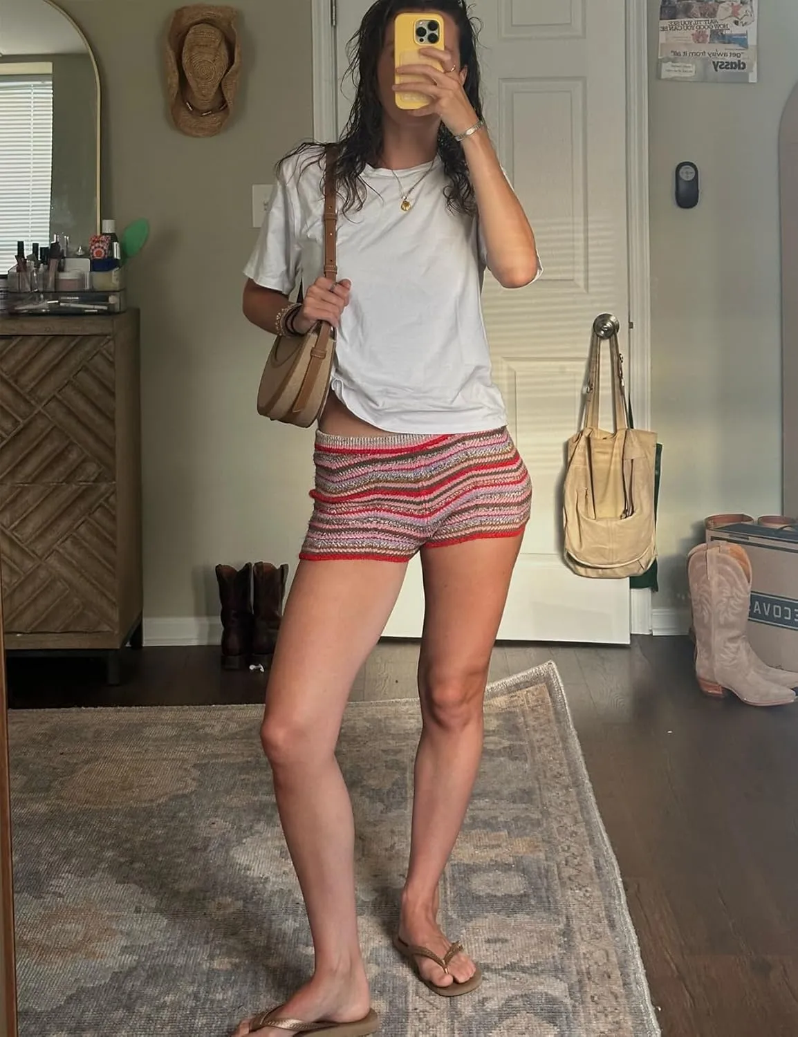 Women’s Y2K Striped Knit Shorts High Waisted Short Lounge Summer Elastic Rainbow Color Block Sweater Shorts