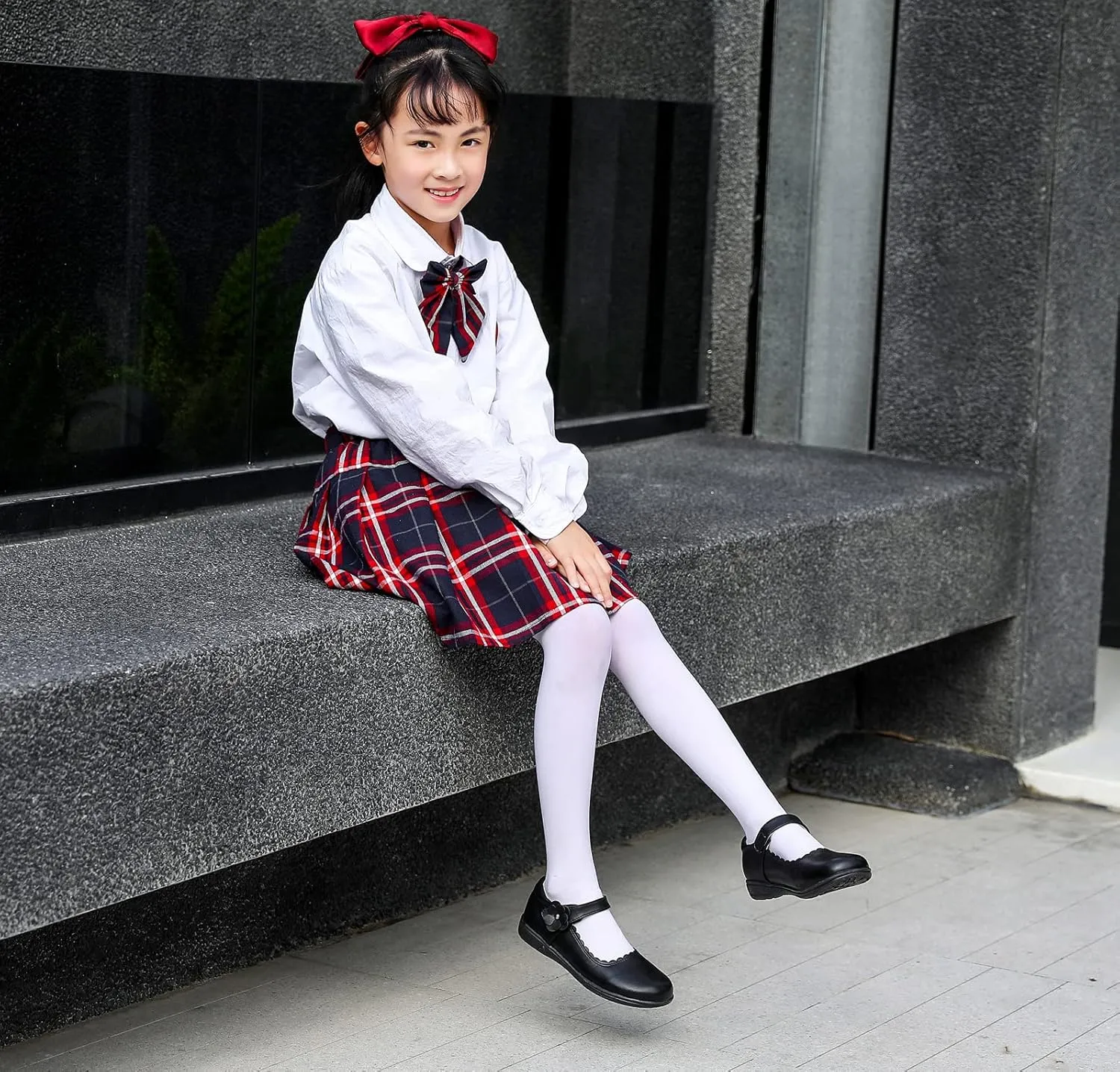 WUIWUIYU Girls Black School Uniform Dress Shoes Ankle Strap Synthetic Leather Mary Janes Flats