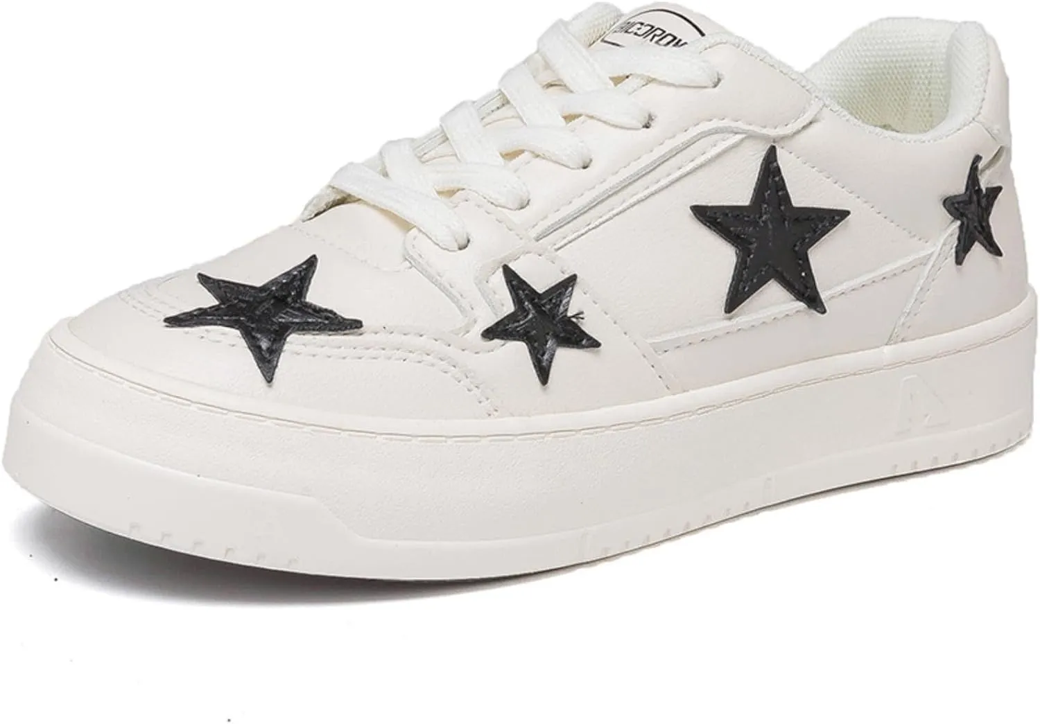 Y2K Cute Sneakers Star Design Lace Up Skate Shoes PU Leather for Daily Wear Travel School Street Style   Lightweight Breathable Low Top for Teen Girls Women