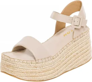YDN Women Ankle Strap Sandals Braid Platform Wedge High Heeled Espadrilles Open Square Toe Buckle Shoes Shopping Party Dating Size 4-16 US