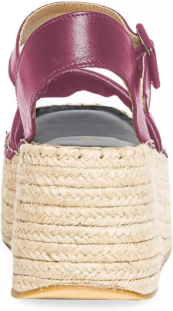 YDN Women Ankle Strap Sandals Braid Platform Wedge High Heeled Espadrilles Open Square Toe Buckle Shoes Shopping Party Dating Size 4-16 US