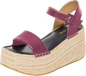 YDN Women Ankle Strap Sandals Braid Platform Wedge High Heeled Espadrilles Open Square Toe Buckle Shoes Shopping Party Dating Size 4-16 US