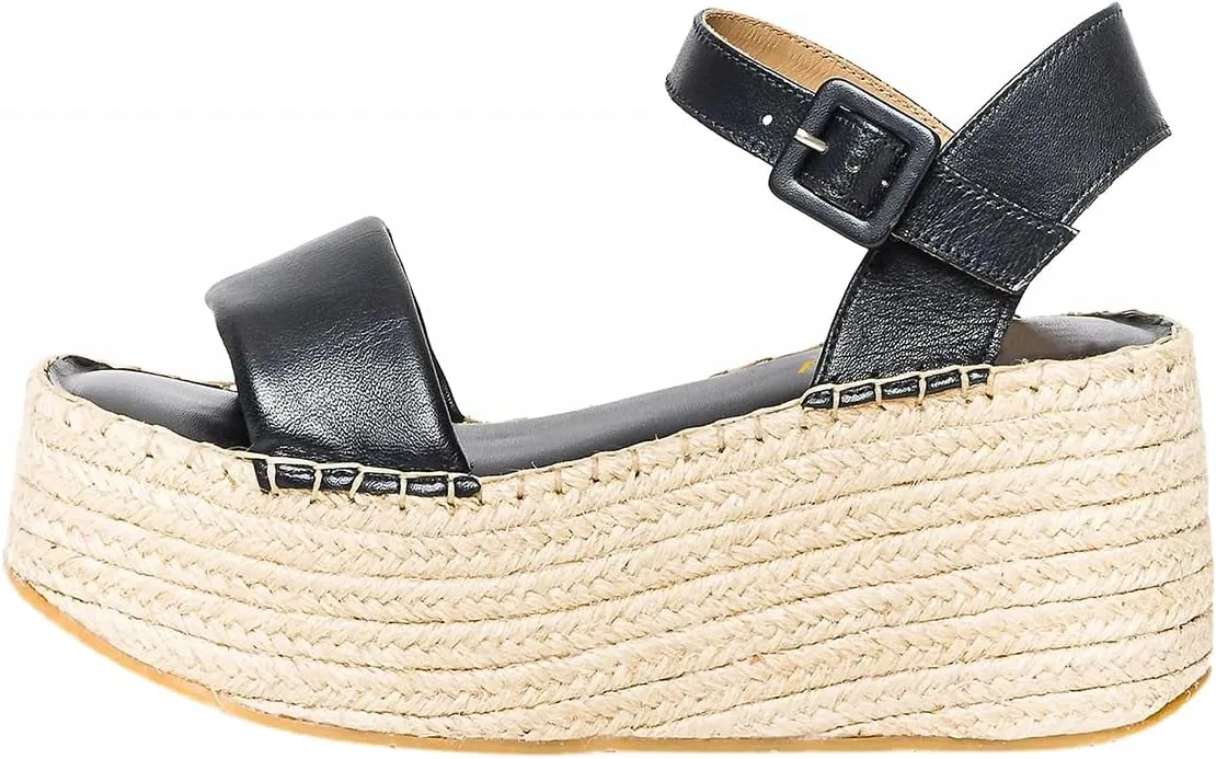 YDN Women Ankle Strap Sandals Braid Platform Wedge High Heeled Espadrilles Open Square Toe Buckle Shoes Shopping Party Dating Size 4-16 US
