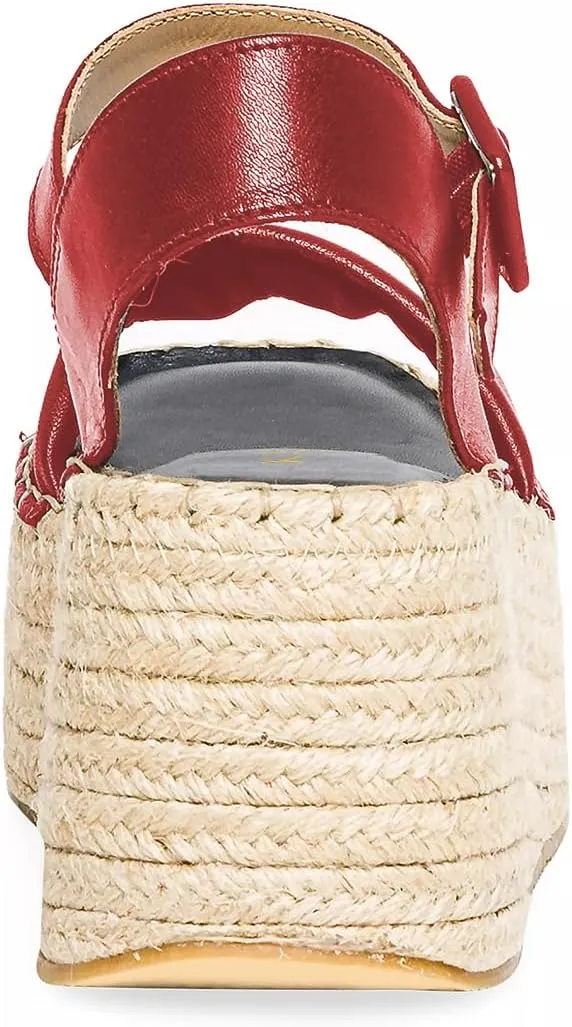 YDN Women Ankle Strap Sandals Braid Platform Wedge High Heeled Espadrilles Open Square Toe Buckle Shoes Shopping Party Dating Size 4-16 US