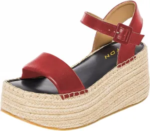 YDN Women Ankle Strap Sandals Braid Platform Wedge High Heeled Espadrilles Open Square Toe Buckle Shoes Shopping Party Dating Size 4-16 US