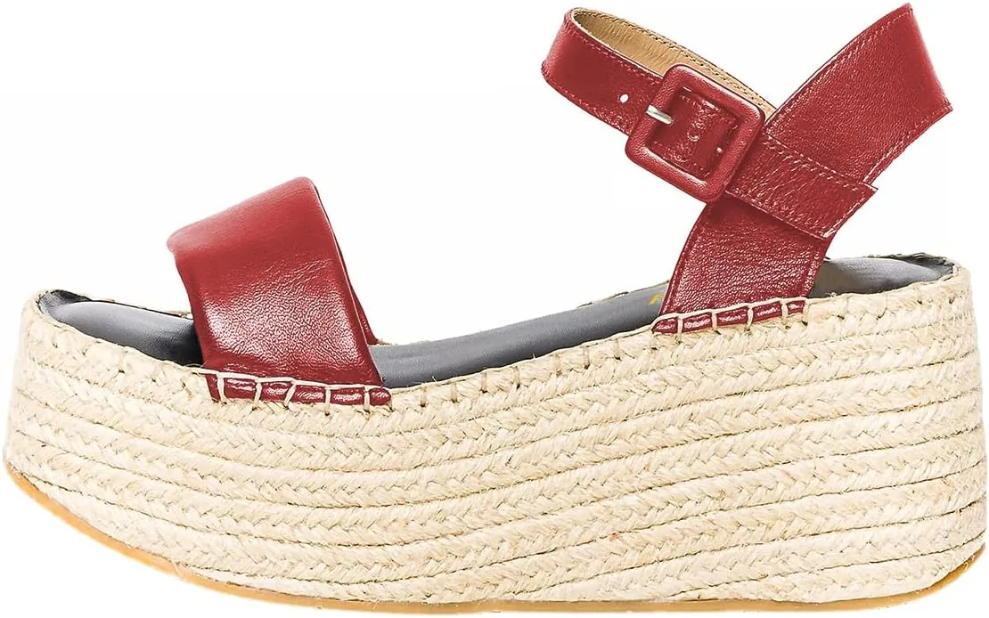 YDN Women Ankle Strap Sandals Braid Platform Wedge High Heeled Espadrilles Open Square Toe Buckle Shoes Shopping Party Dating Size 4-16 US