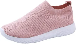 ZSpzx Running Shoes for Women Air Cushioned Low Top Mesh Solid Color Flat Breathable Walking Sneakers Slip On Comfy Arch Support Sports Shoe Casual Boat Footwear for Gym Travel Daily Wear